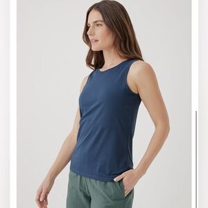 New without tags Pact Size M Blue Softspun 100% Cotton High Neck Tank Top